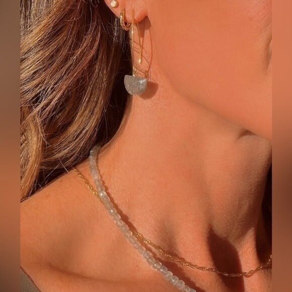 Labradorite Gemstone Necklace Gold Toggle Clasp Removable Pearl Healing Crystal - Picture 11 of 11